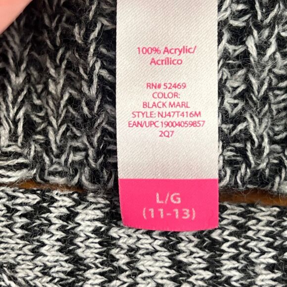 No Boundaries Cardigan Large Black White Cross Cross Marled Open Knit Topper - Picture 7 of 9